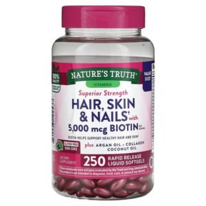 natures-truth-hair-skin-and-nails-with-biotin-250-fast-release-liquid-softgels