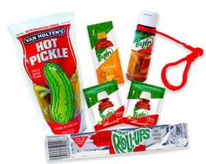 tik-tok-chamoy-sour-pickle-kit-with-van-holten-pickle-fruit-roll-ups-tajin-and-chamoy-sauce-pack-of-6